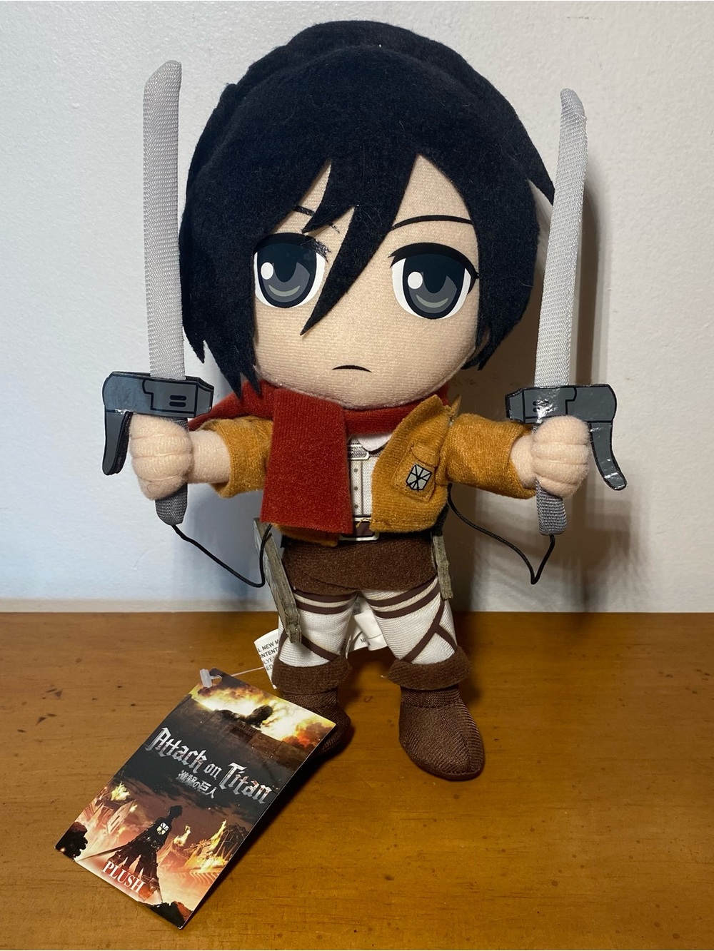 New Attack on Titan Mikasa Ackerman Chibi Plush Swords 9.5” Great Eastern W Tags